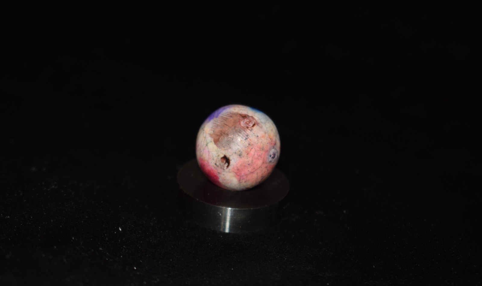 🧐👉Antique hand painted, multi-color glazed clay collector’s art marble .750″