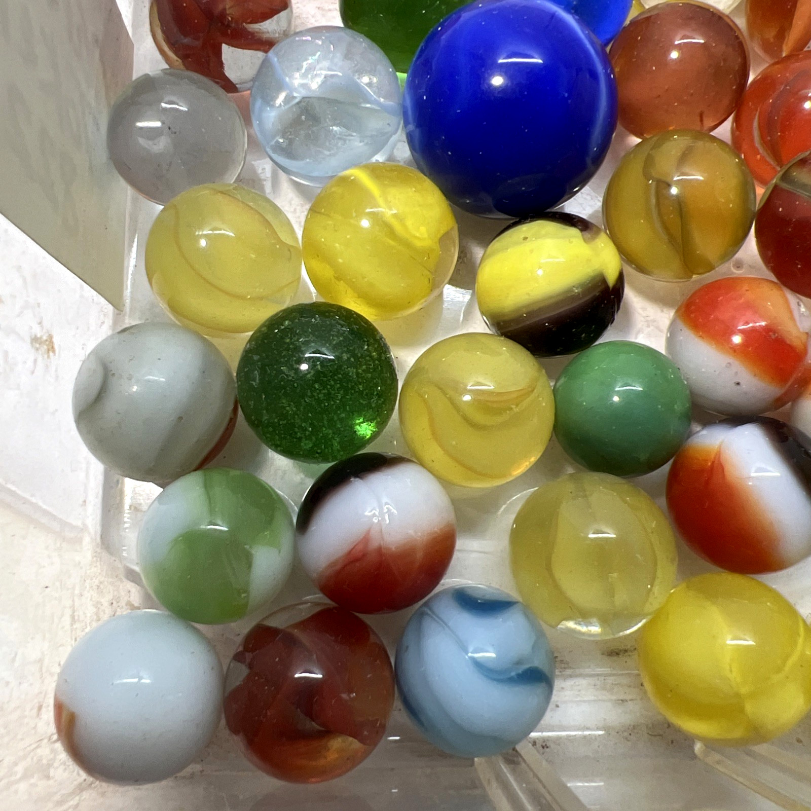 Estate Item: Antique Vintage Lot Of Clear/Swirl Glass Marbles 54 Pc Lot #1