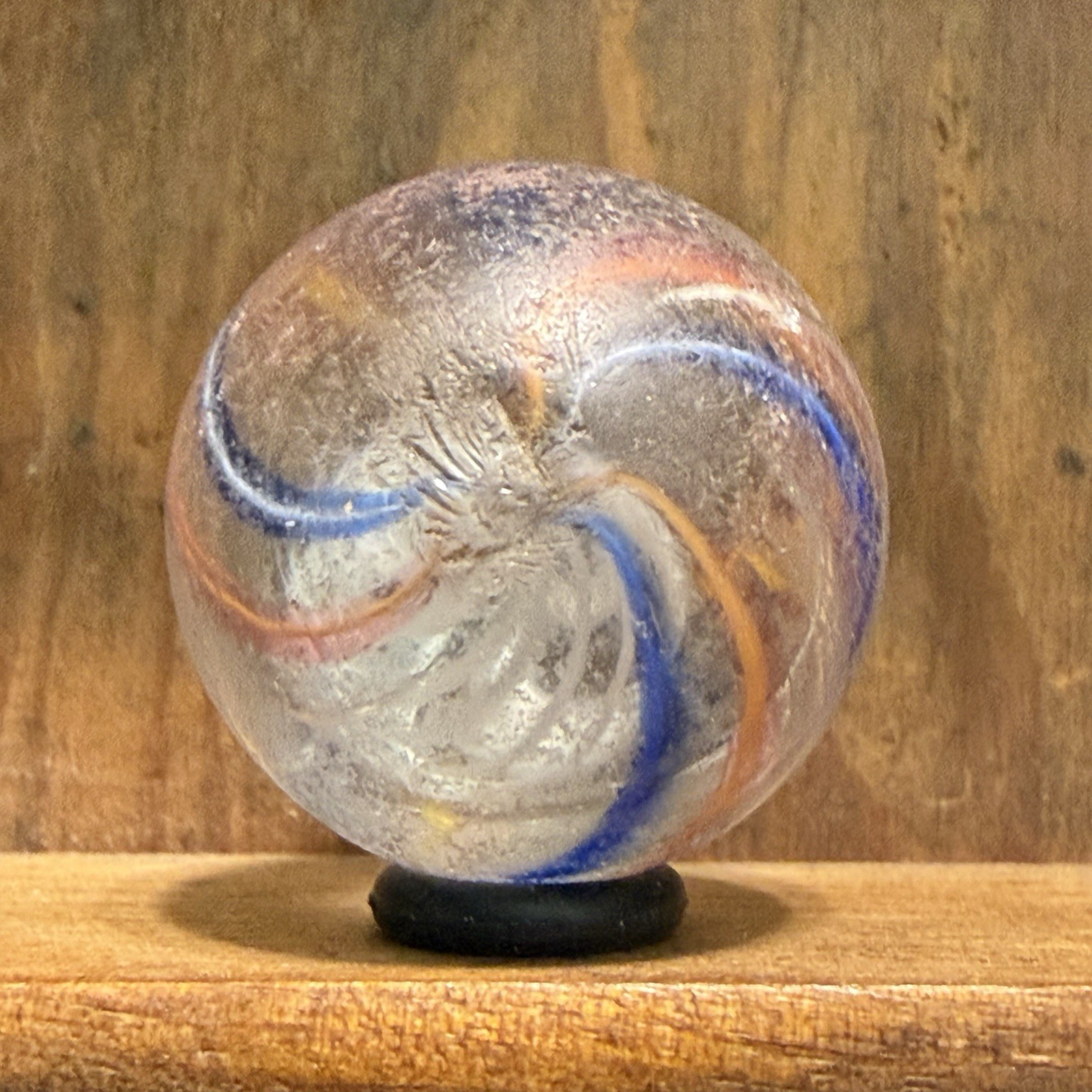 Antique German Handmade Latticinio Core Swirl Marble 29/32” Good(+) | 275