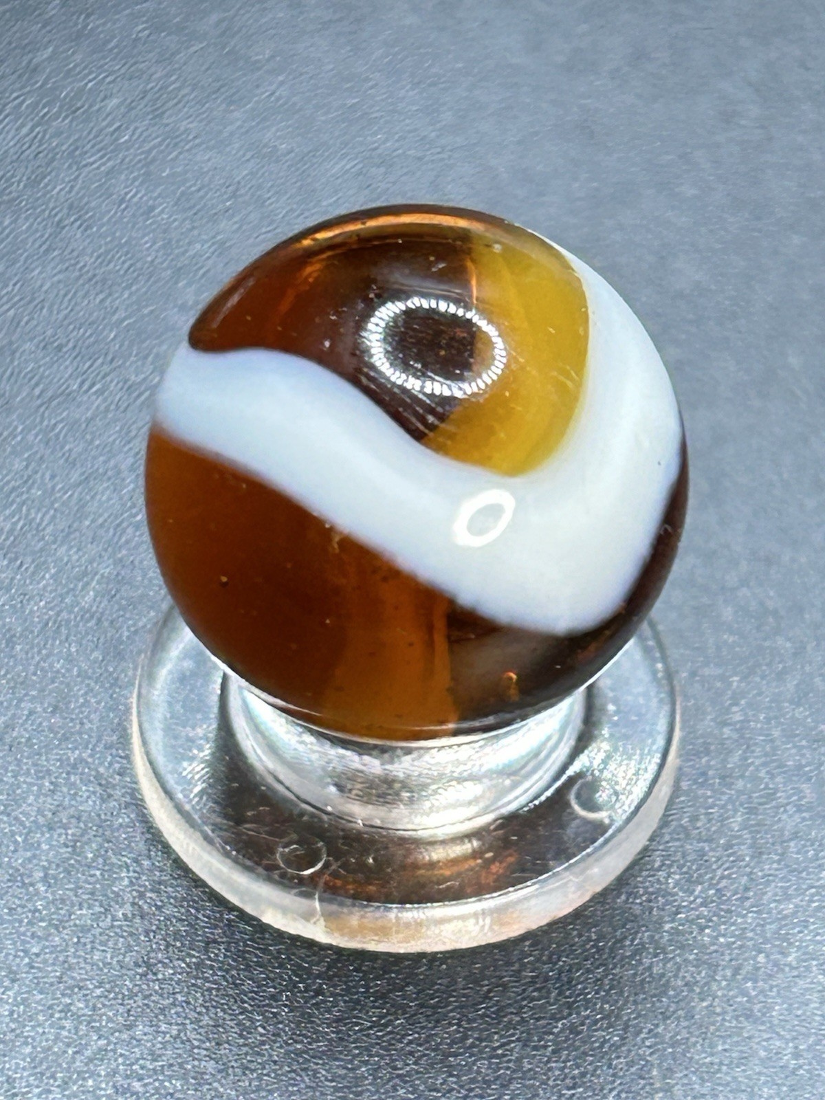 Vintage Classic Akro Agate Golden Amber Snake Spiral Marble 0.709”