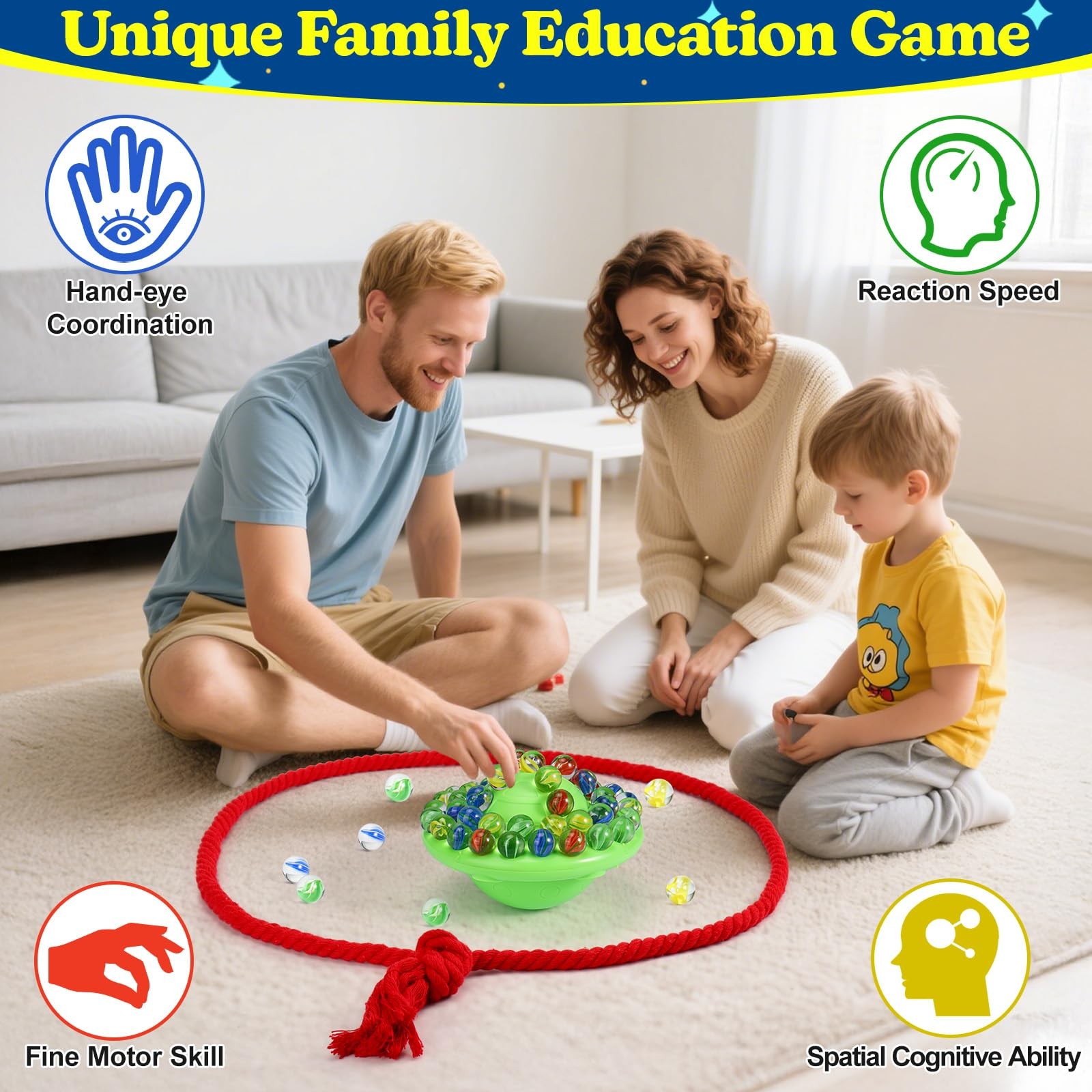 Vodolo 2025 New Marble Balance Game with 60 Pieces Colorful 1 inch, Green