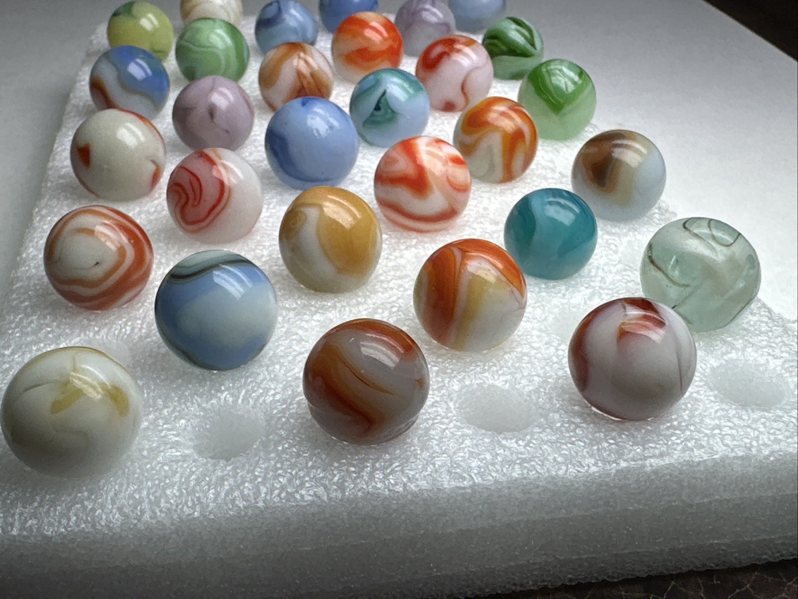 199 Lot Of 30 Vintage Heaton Agate Swirl Marbles!