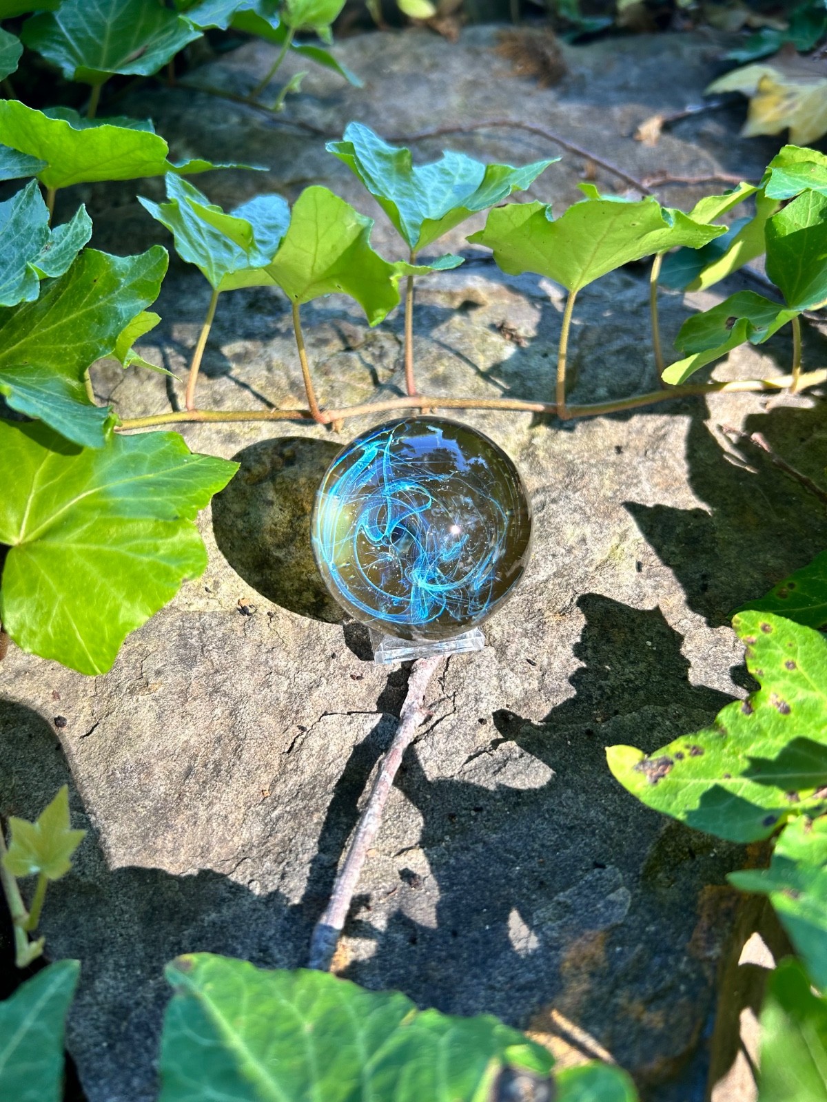Handmade Glass Marble Space Galaxy Flower 1 and 1/2 inch Jason Criner