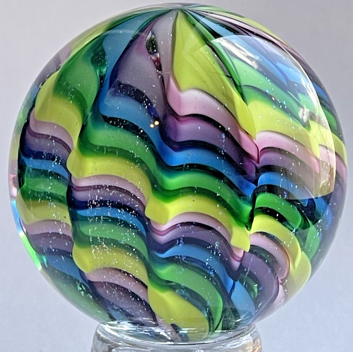 EDDIE SEESE MARBLE GLASS ART HANDMADE 1.83 FES 16 DICHROIC VIVID MADNESS