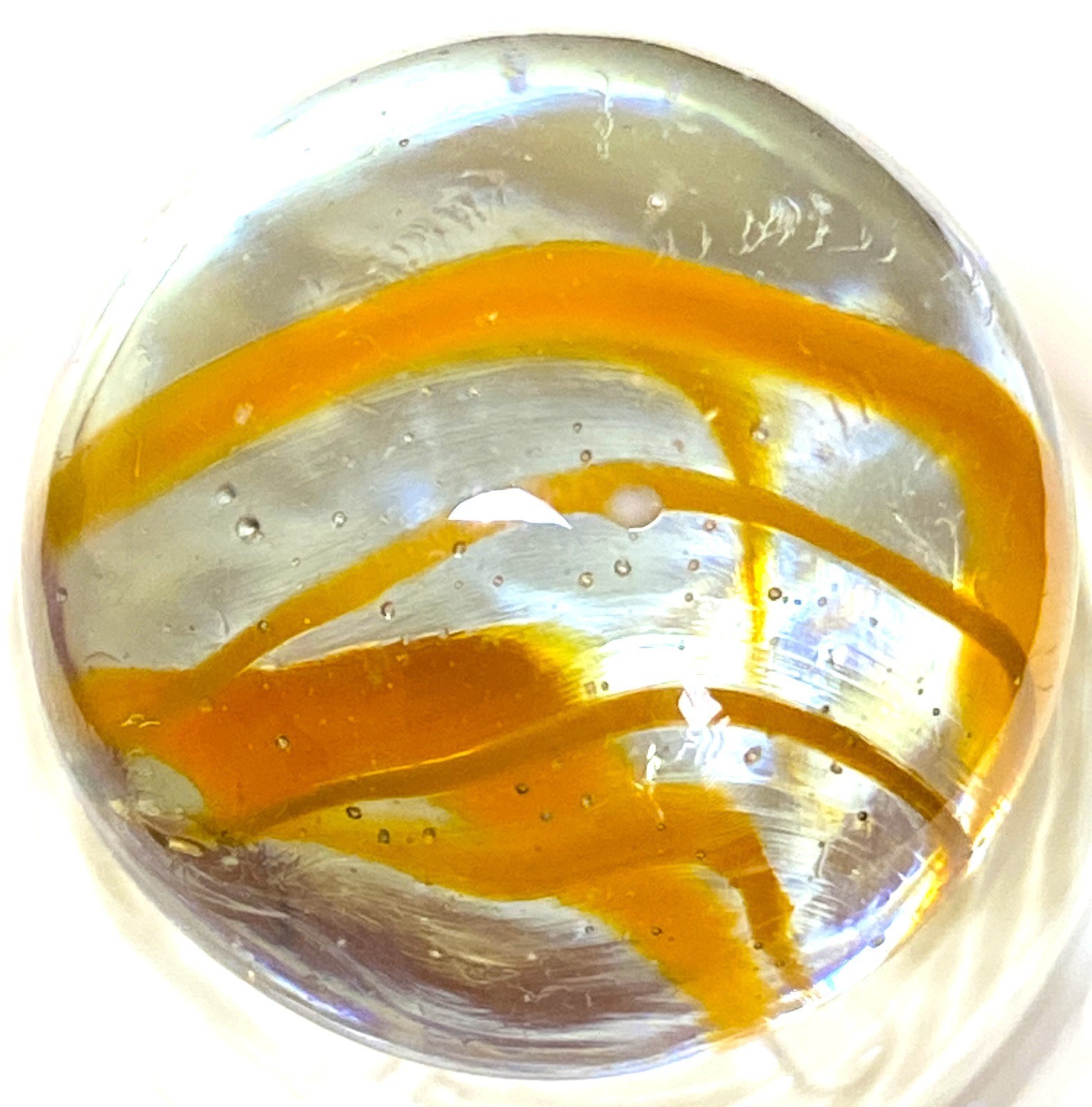 SUPER RARE YELLOW “EIGHT FINGER” VITRO CAGED CATS EYE / READ SHOOTER .88″ 8B/104