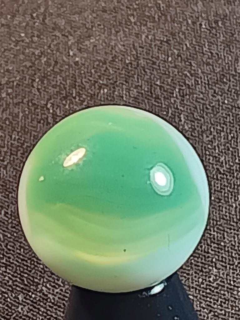 17/32″ Marble King Vitro Minty Jade Snow White on Clear NM Serious Marble A709