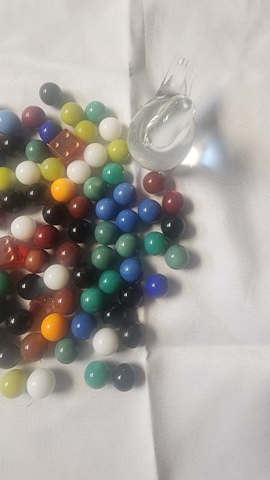 lot of vintage marbles and glass bird