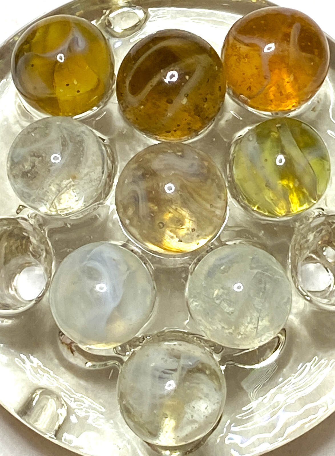 HTF LOT 9 VINTAGE WV/HEATON/CAIRO/AGATE MARBLES RARE MIBS NM+/- ~VARI” 4B/12