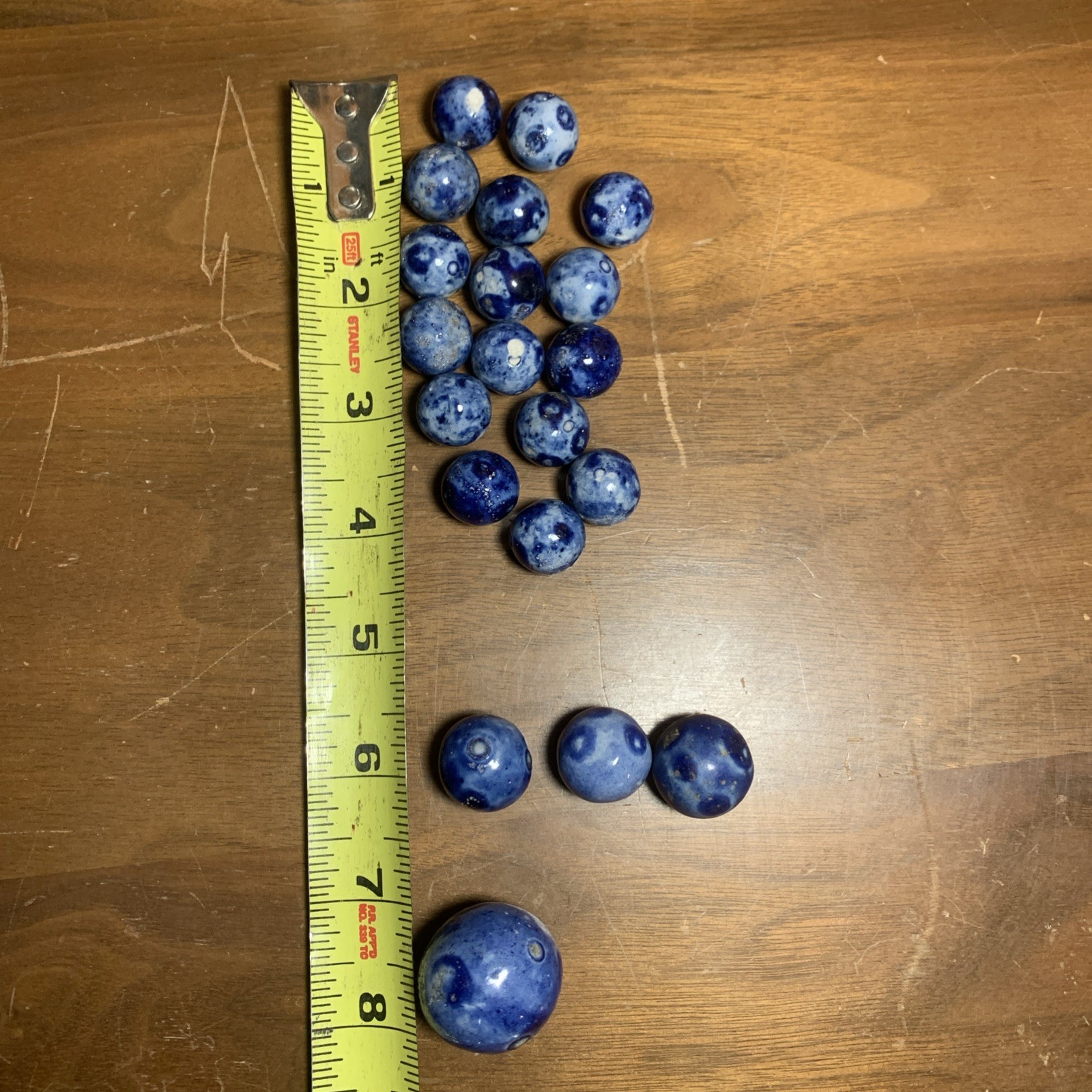 Lot Of 20 Bennington Blue Marbles Vintage Various Sizes