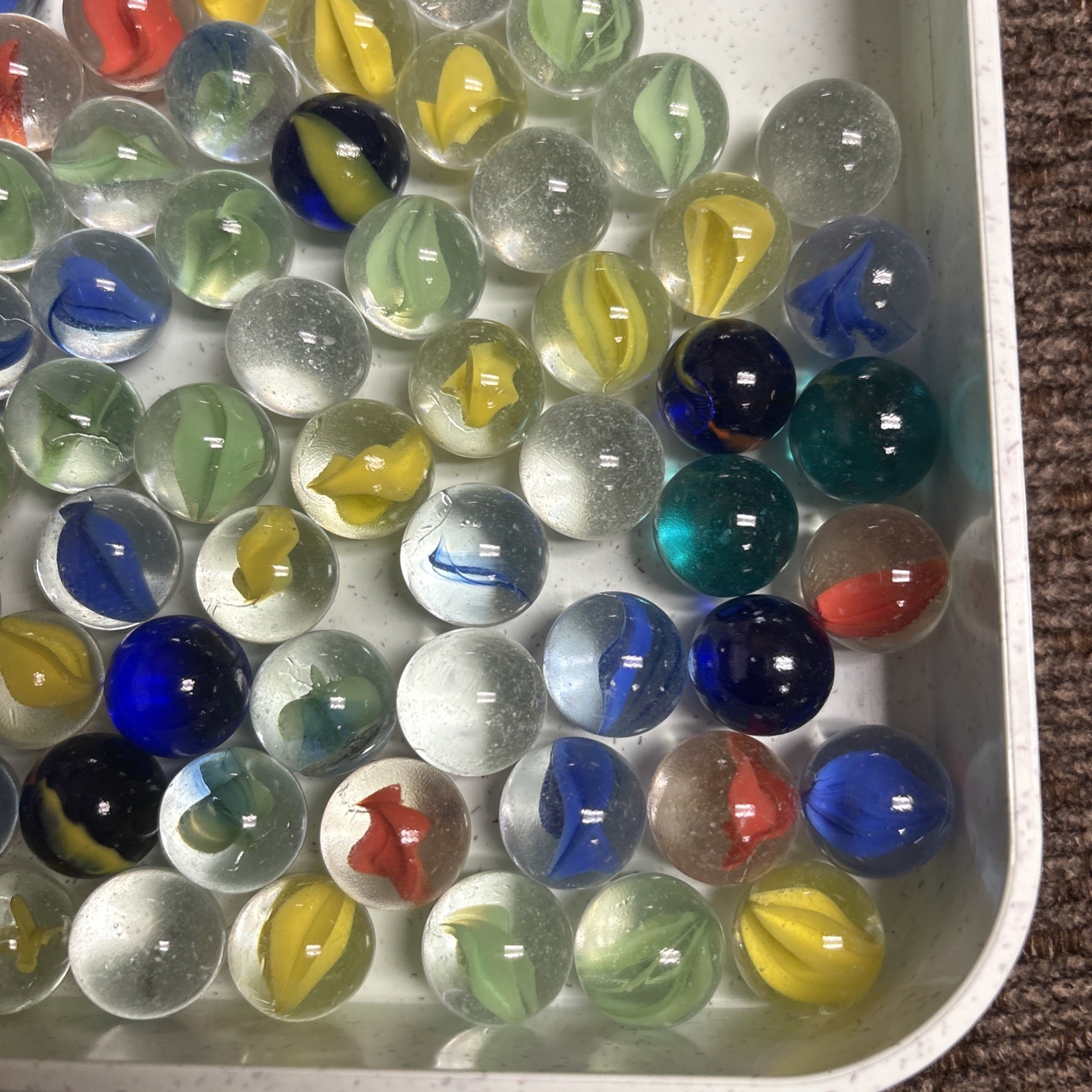 Vintage Marbles Different Sizes And Designs In Jar 120 Total Estate Lot 2A