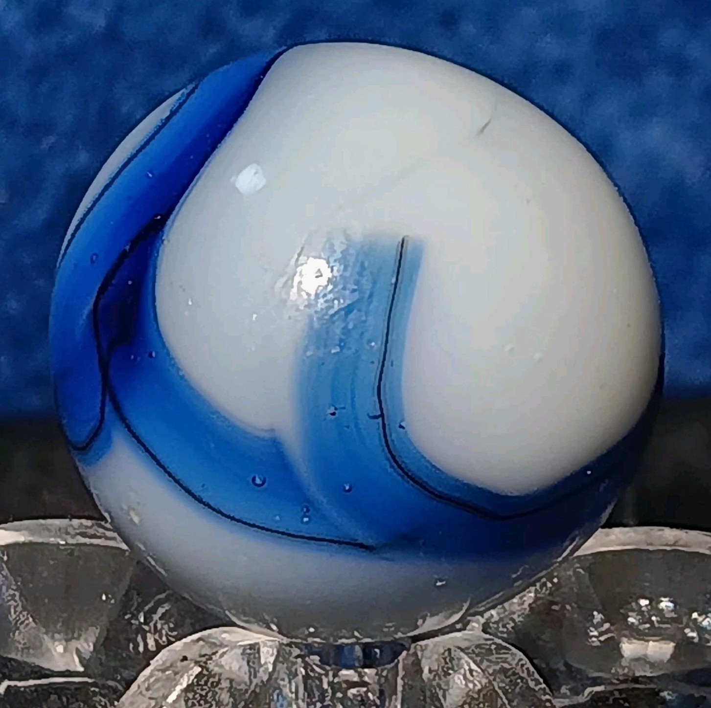 Vintage Alley Agate Swirl Marble. .58″ Mint Condition. Unique Example. W Ox Hair