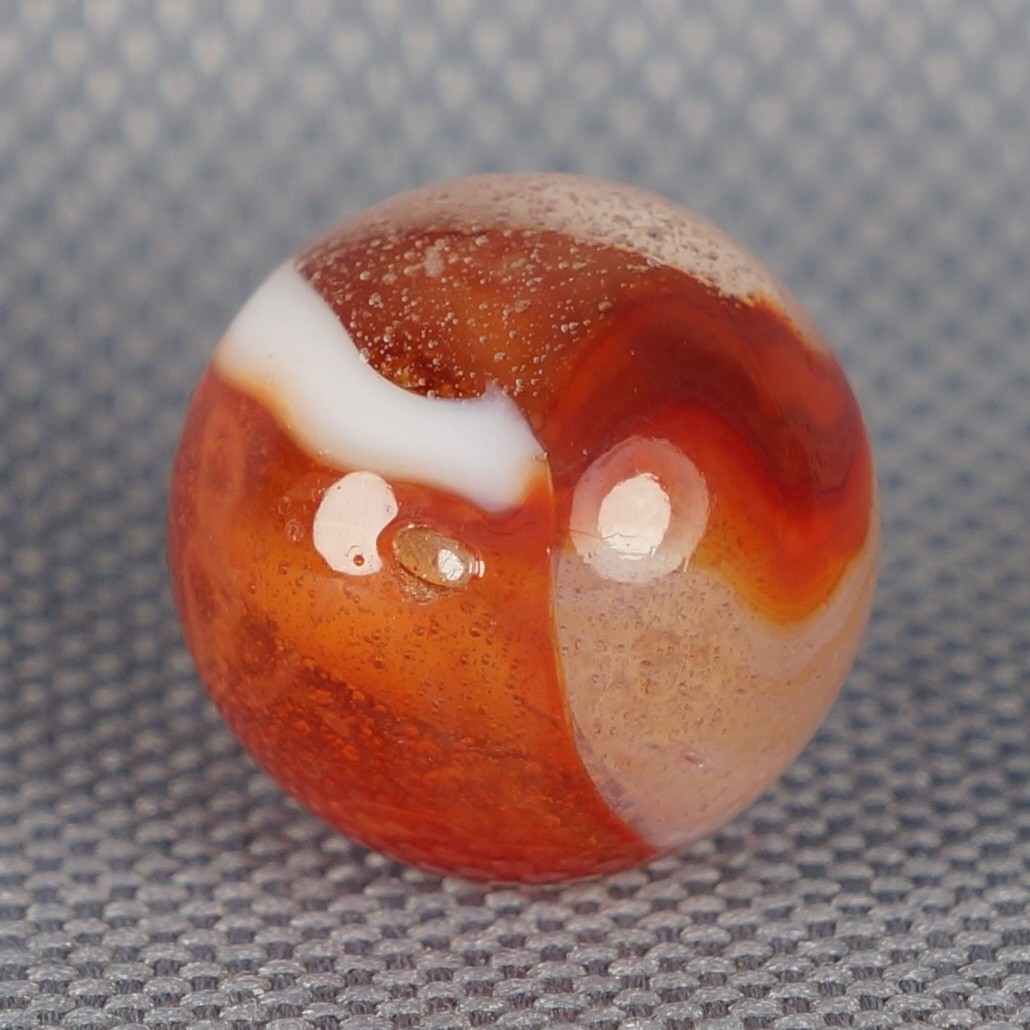 Vintage Marble: NM+ 5/8 Peltier Glass Sunset Rainbo -One Killer Old Mib