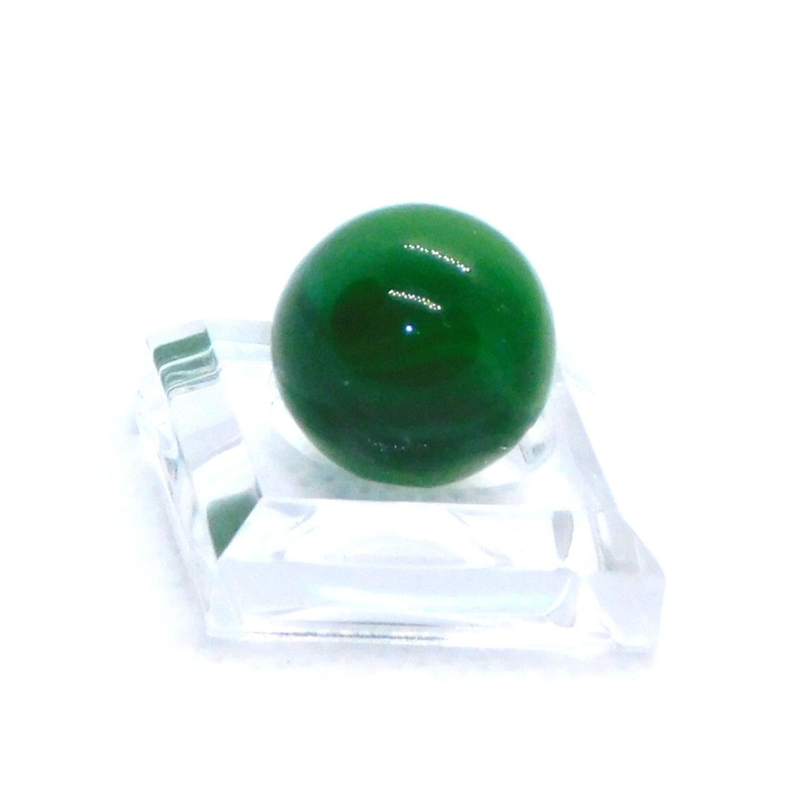 Vintage Glass Marble Small Green Opaque Swirl Melted Pontil Mint 0.55″ #0-116