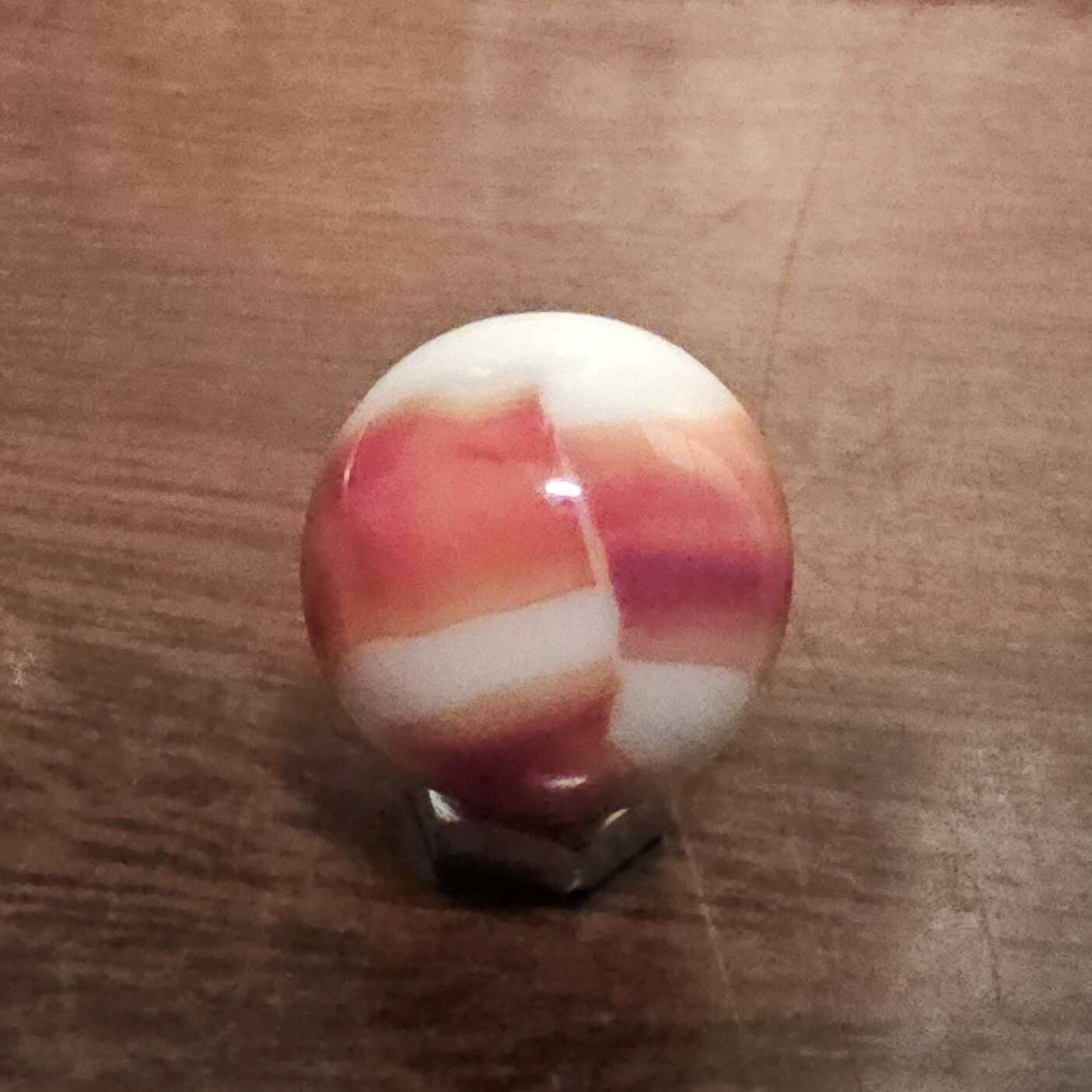 Vintage Marble King Rainbo Red Orange .61 Agate Glass Marble