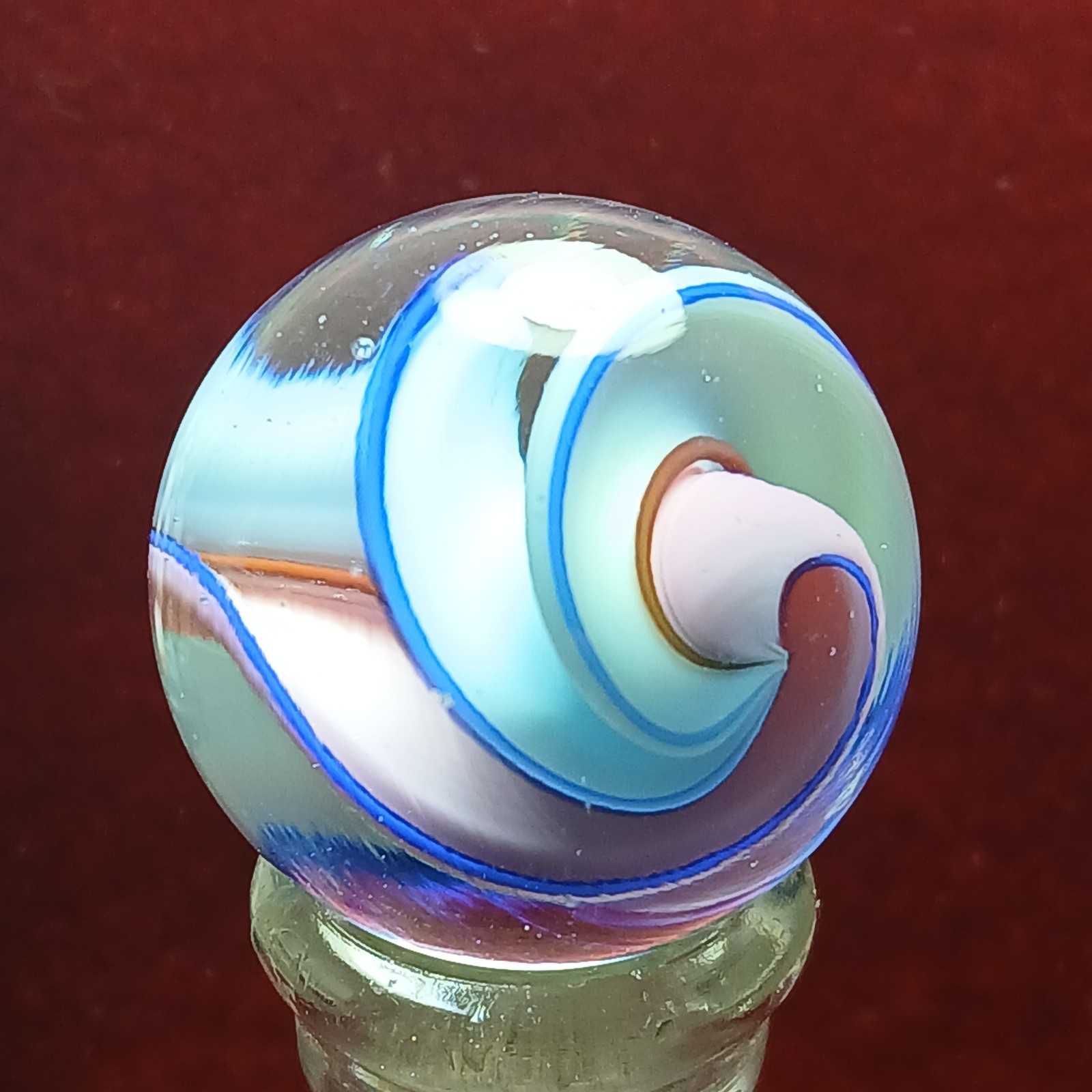 Mint 7/8″ Pastel tri-color contemporary swirl Marble! Pink, Baby Blue, White
