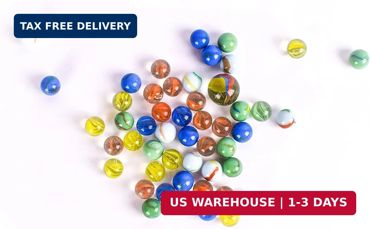 Sunny Days Entertainment TOYMENDOUS 50 Piece Marbles – Colorful Glass Marble for