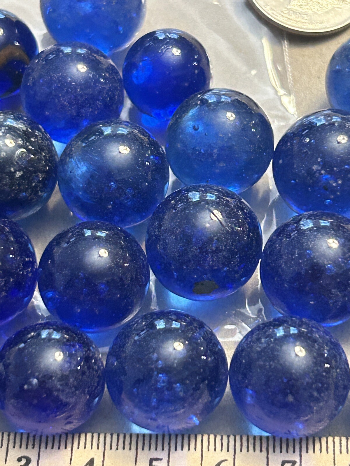 Vintage Marbles Lot Of 25 Dark Blue Glass Lot 385