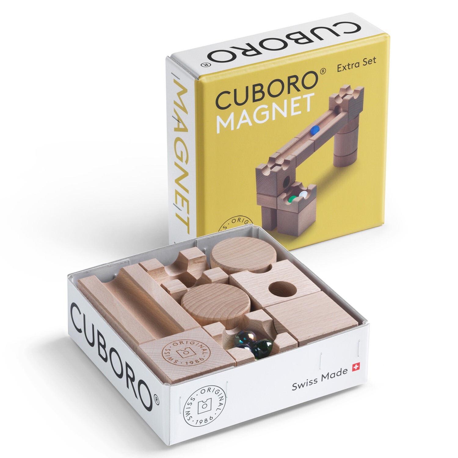 CUBORO MAGNET Extra Set magic bridges toy marbles run system building wood Swiss
