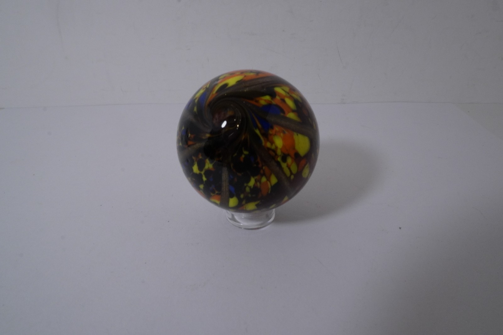 A Lovely New Rainbow Colored Handmade Guinea Glass Marble 42 MM = 1-5/8″ Dia.