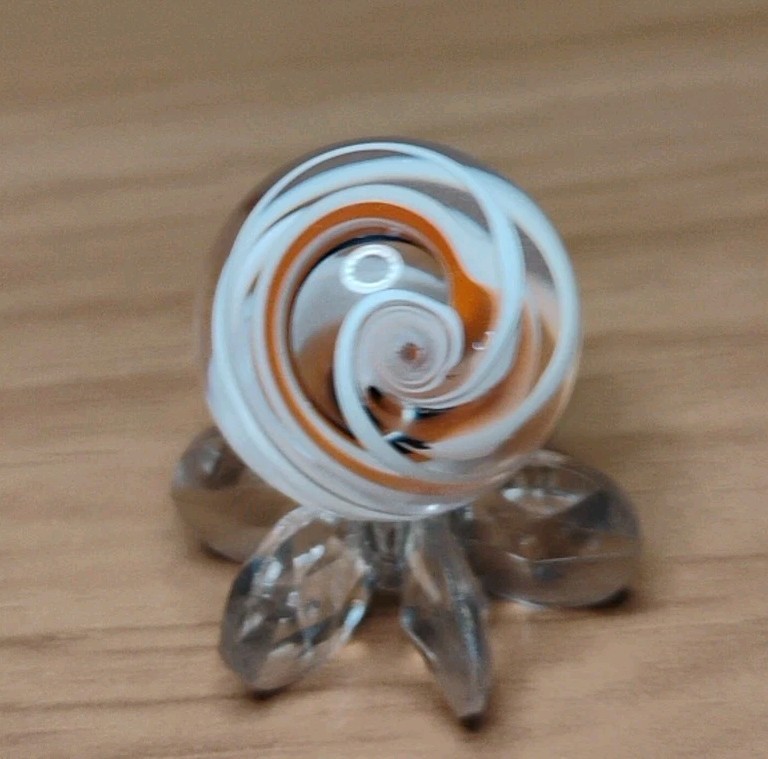 .74″ CONTEMPORARY MARBLES – “ORANGE CREAM” SPIRAL (SIGNED) MINT