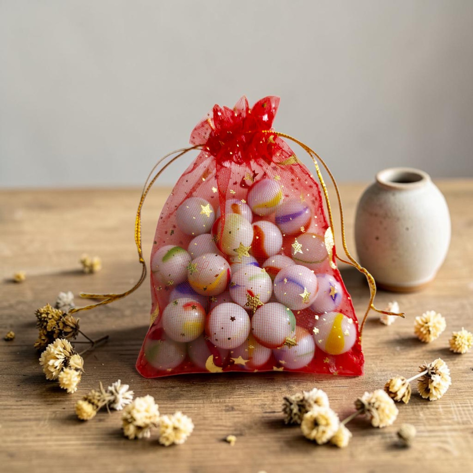 20+ pcs Crystal Style Marbles 16mm Aesthetic Decorative Stones Gift Set Colorful