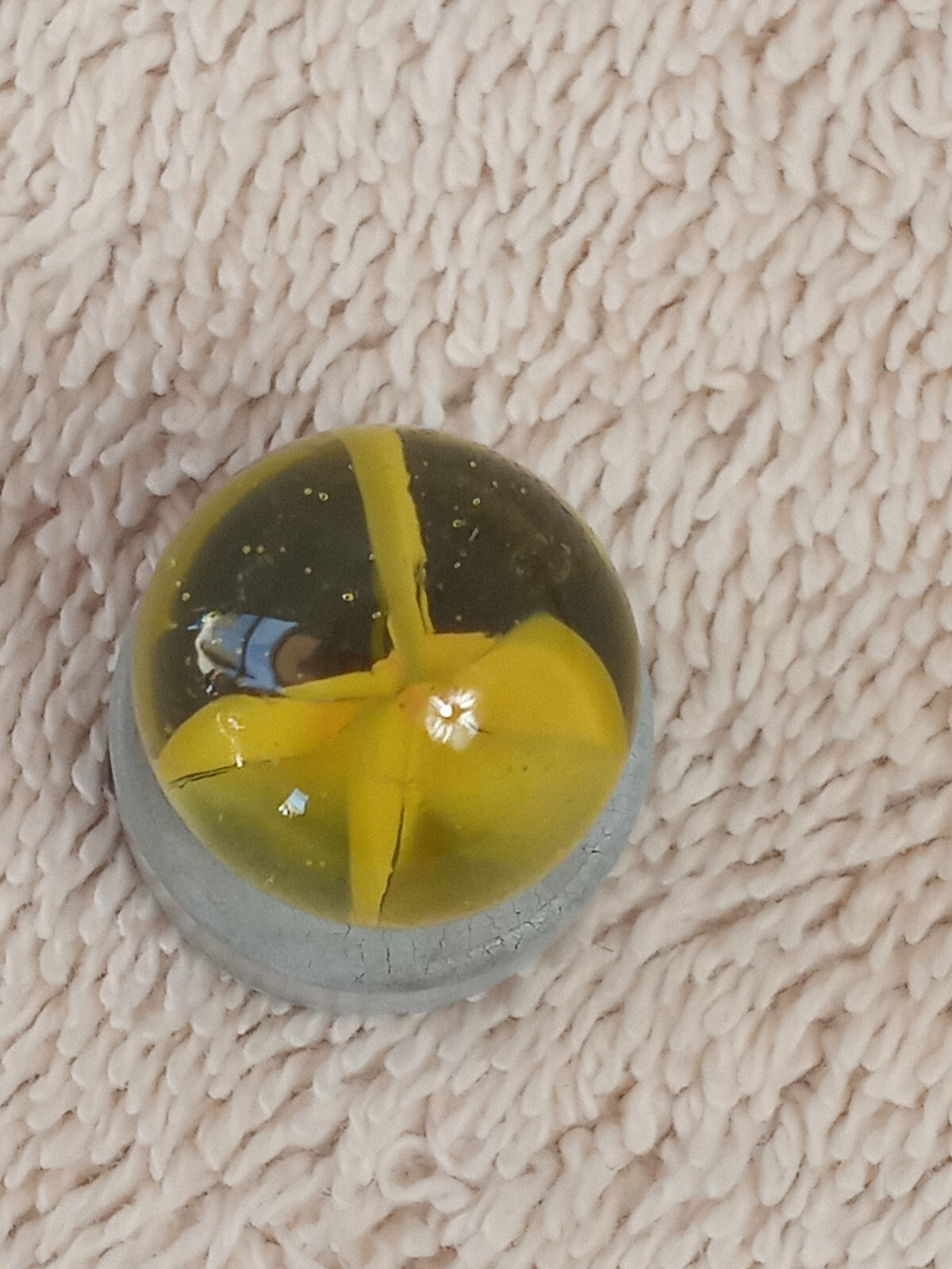 Antique Swirl Glass “Cosmic Sun” 14MM Marble Transparent Clear Yellow