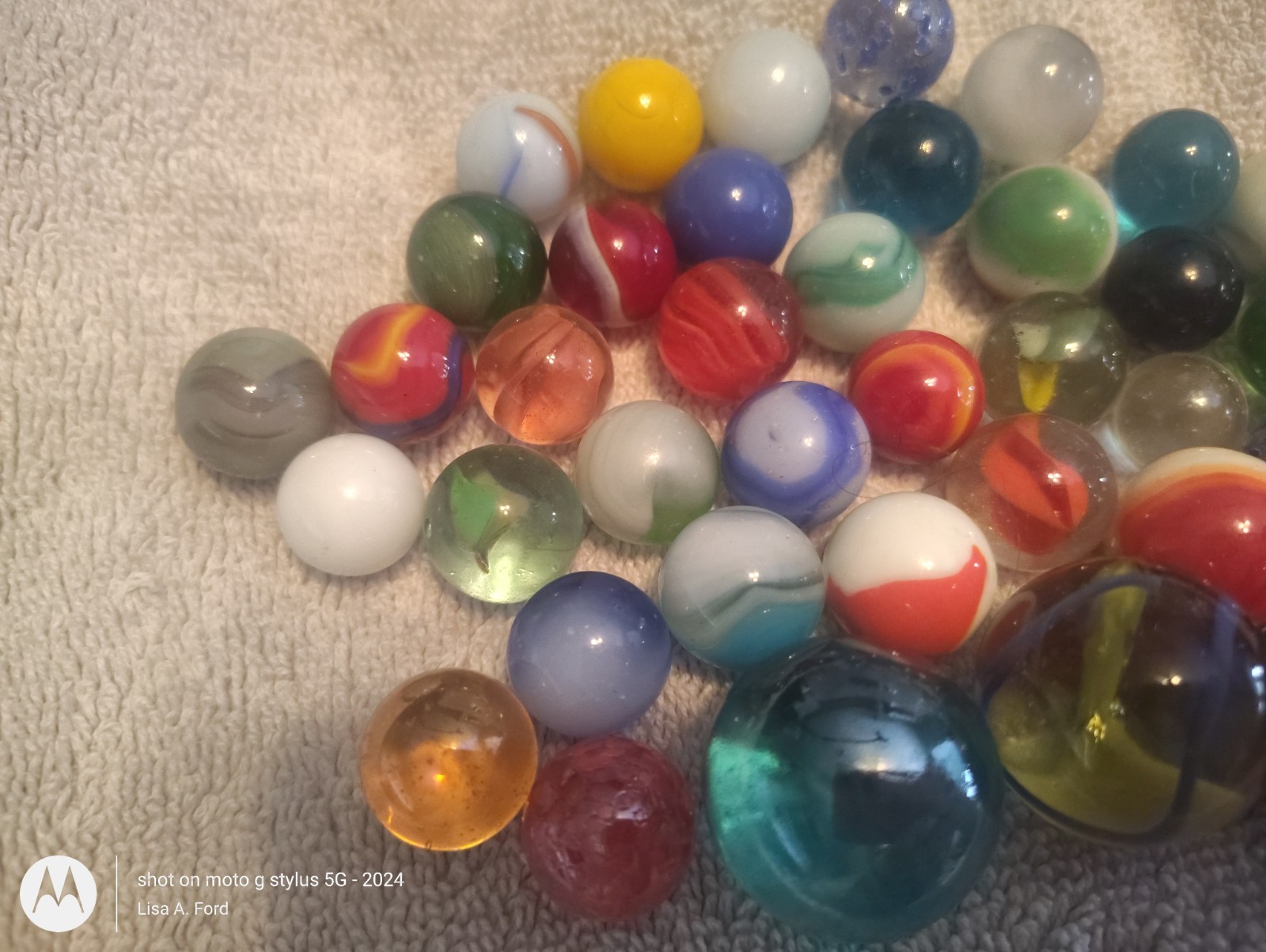 41 Vintage Marbles Lot 4 Shooters UV Reactive Swirls Crackle Art Glass Mixed Est