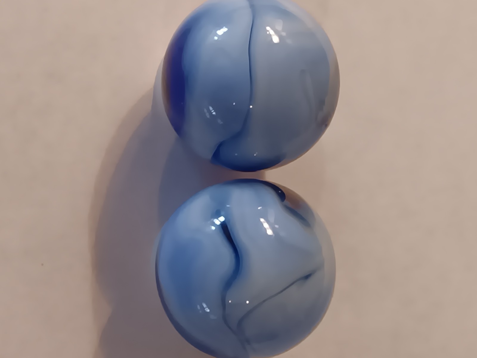 Blue Swirl Glass Toy Marbles Set of 2, Swirl Style, .94 inches each. Mint