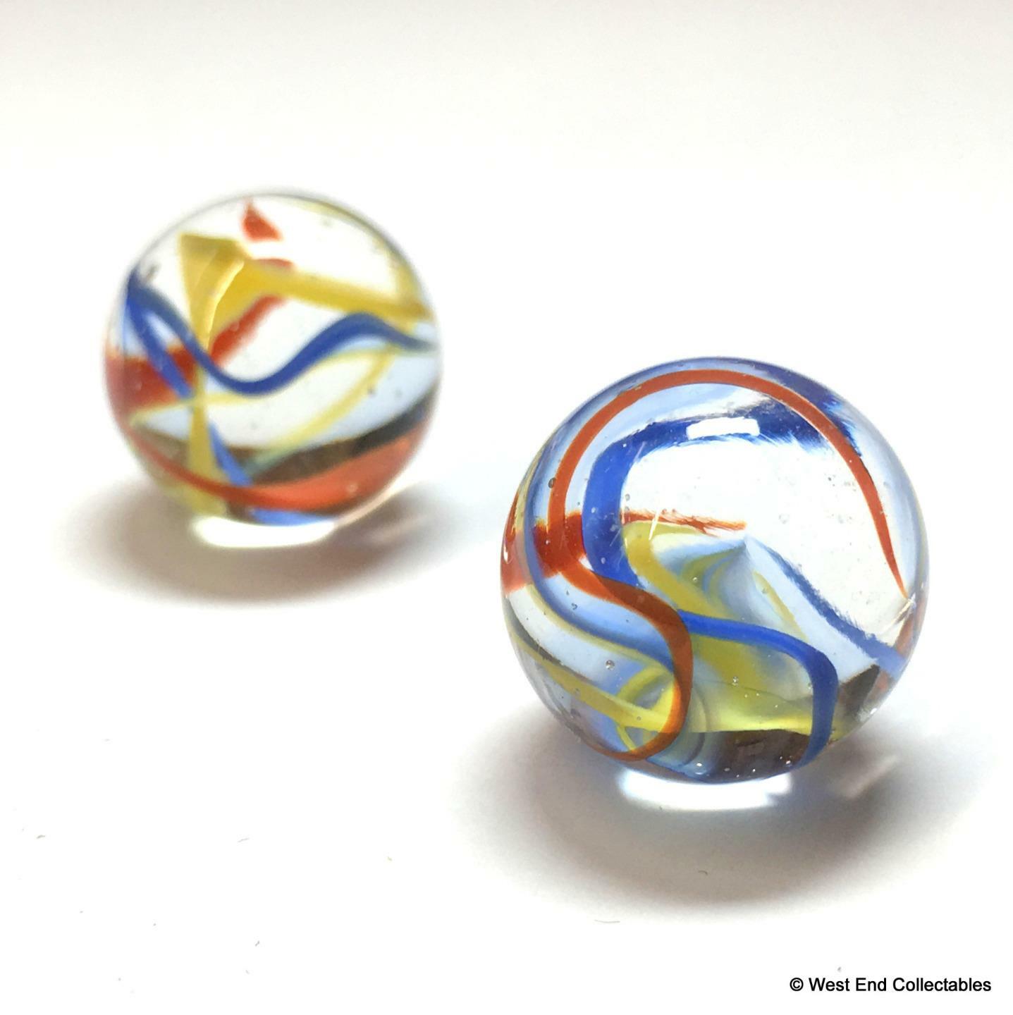 10 x Stunning Rainbow Spaghetti Swirl Small 16mm Glass Toy Marbles in Gift Bag