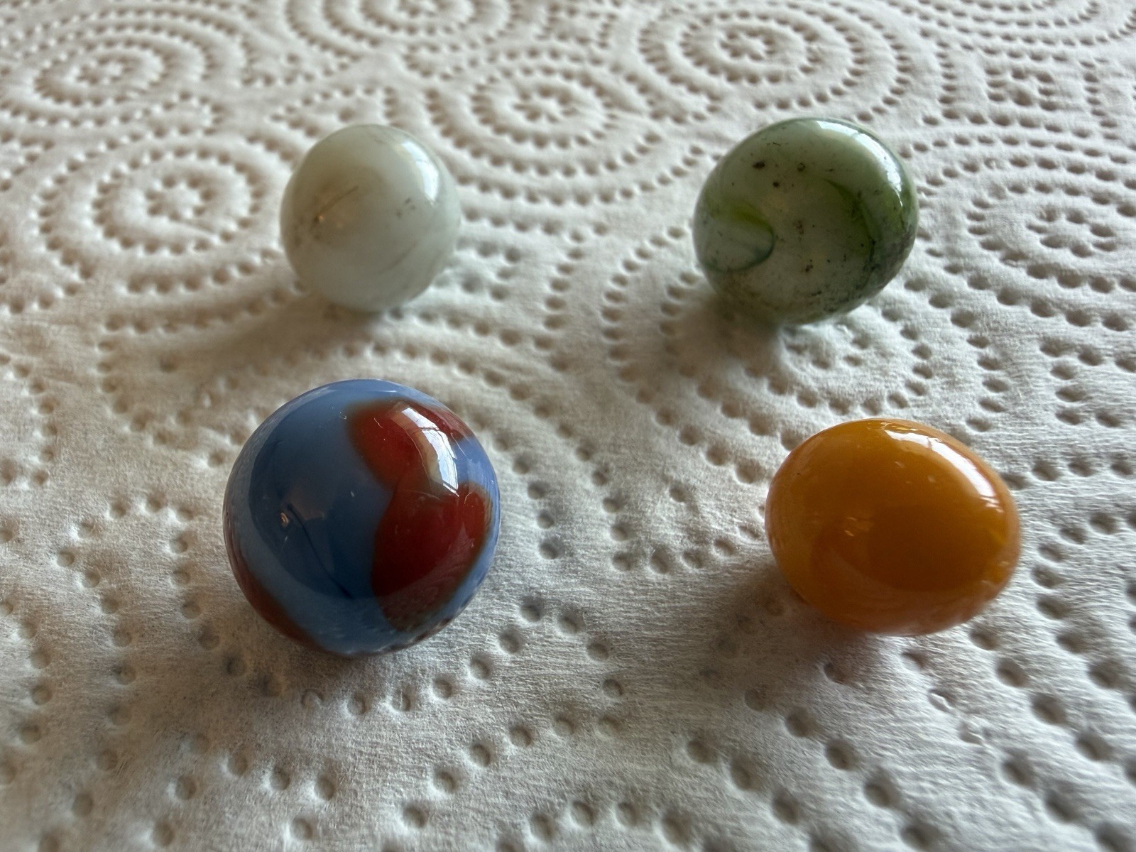 Mixed Lot of 20 Antique Glass Marbles, Assorted Colors, Styles & Sizes