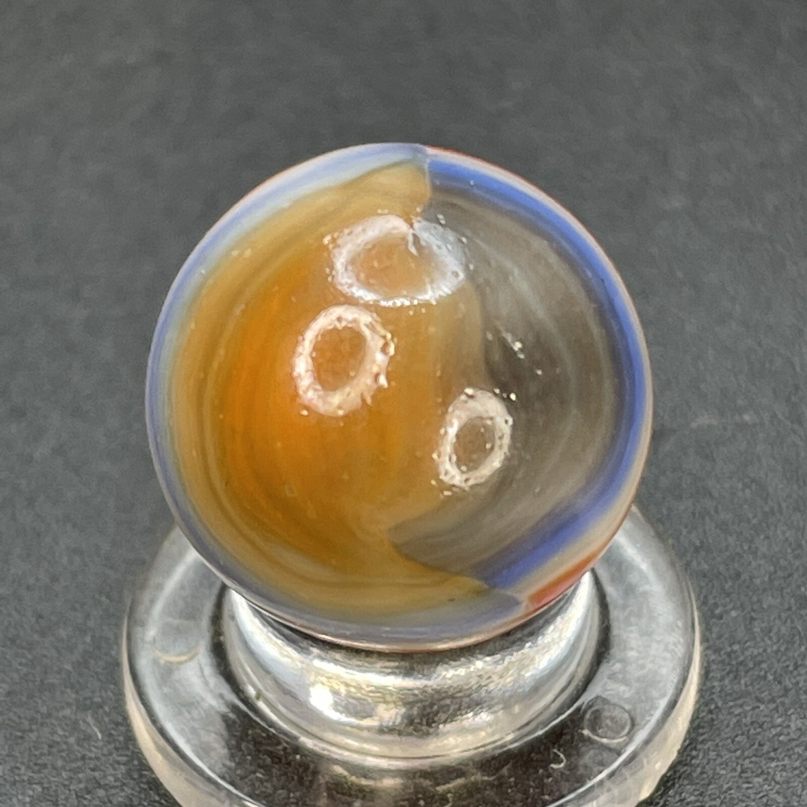 Blue Line Yellow Jacket Color Blended Vitro All Red Vintage Marbles 0.629”