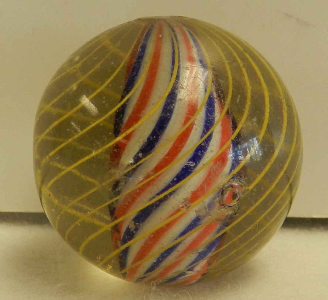 #20718m Large 1.42 In Vintage German Handmade Caged Solid Core Swirl Marble