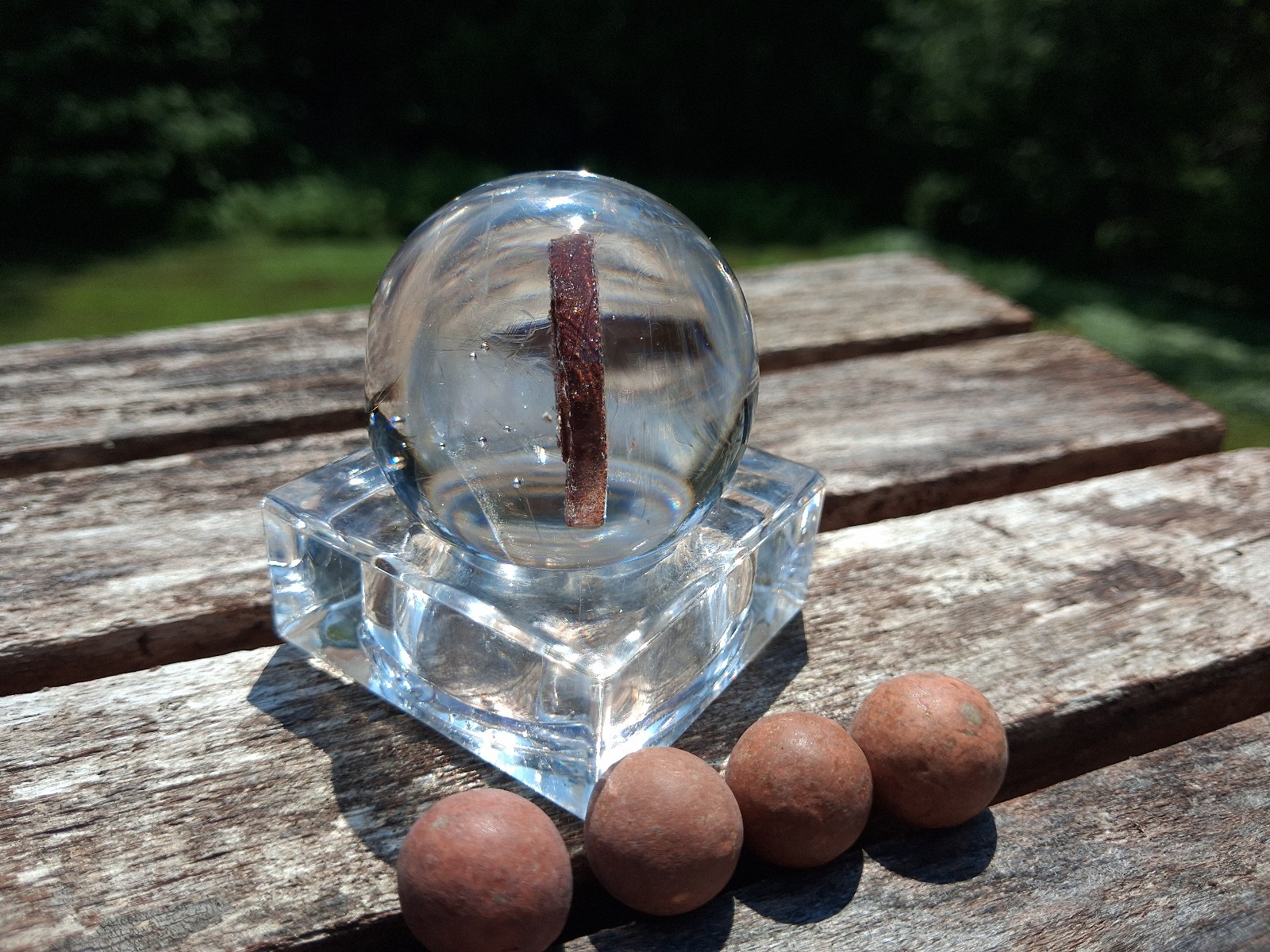 Laubs Sulphide Modern Marble Handmade 1.58 Antique Checker with Stand+Clays