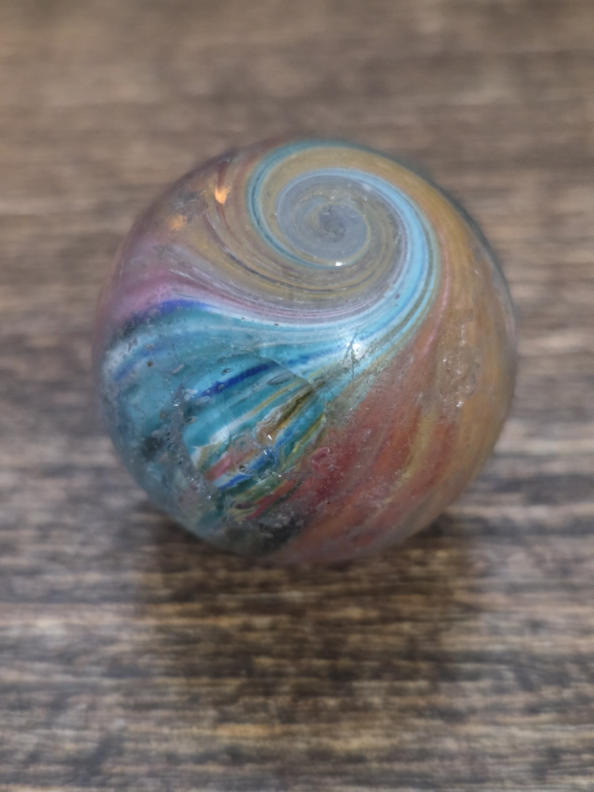 1.11″ Antique Vintage German Handmade Multi Colored Onionskin Marble