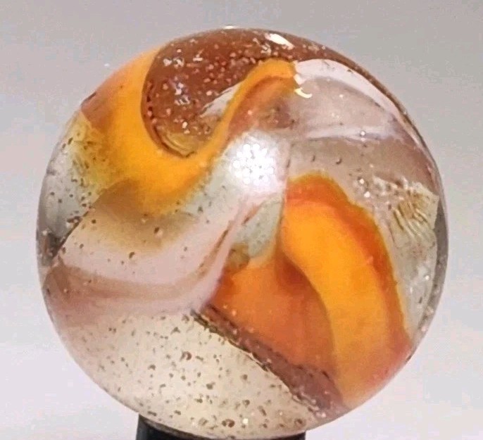 PELTIER GLASS CO. ‘Sunset Rainbo’ .64″ Vintage Marble NM-