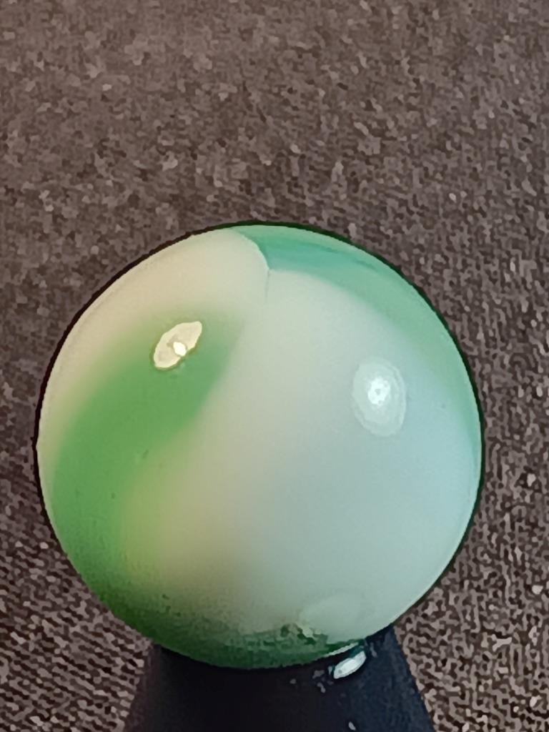 17/32″ Marble King Vitro Minty Jade Snow White on Clear NM Serious Marble A709