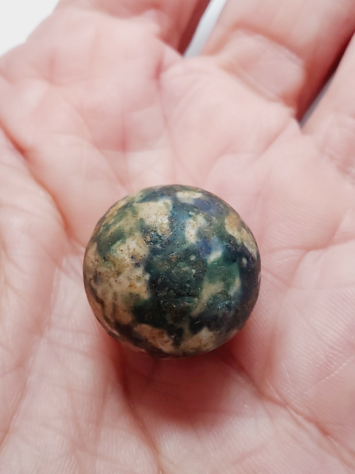 Rare AMERICAN STONEWARE MARBLE Salt-Glazed Green Blue Spatterware