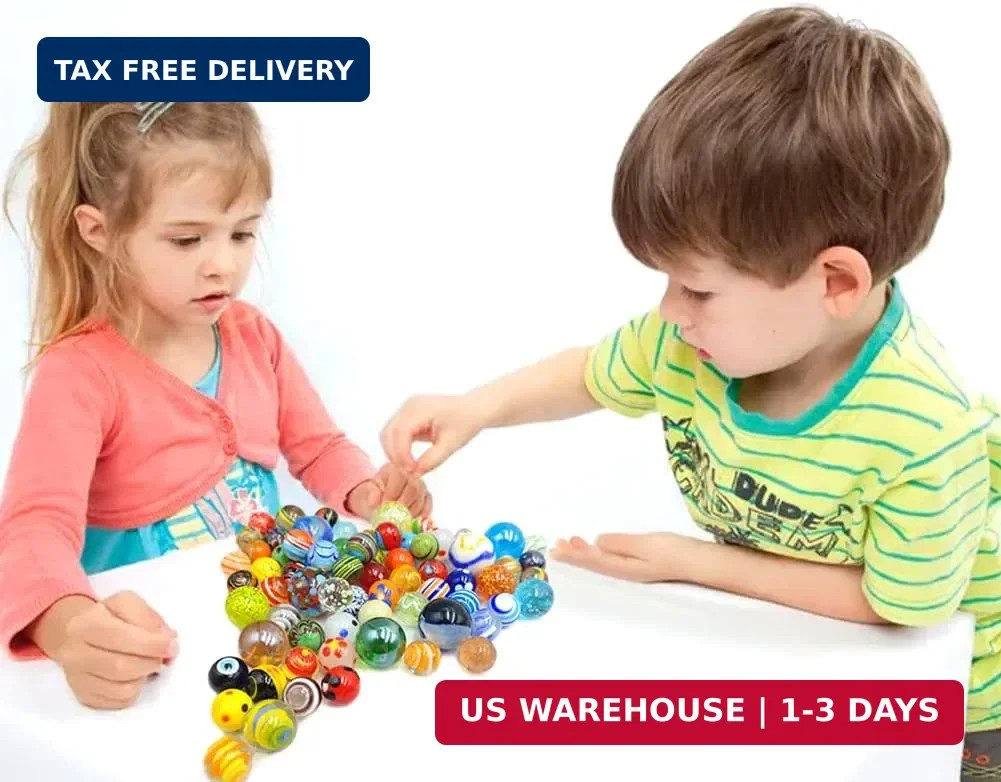 DSHMIXIA 71pcs Assorted Marbles for Kids Handmade Big and Small Glass Marbles Bu