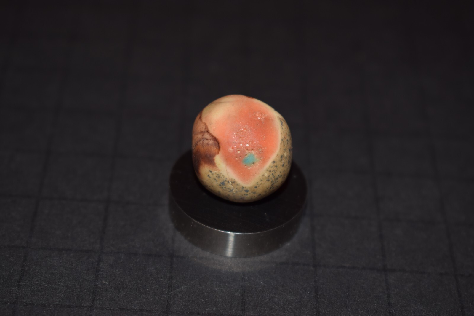 Antique Hand Painted, Fired Clay Abstract Art Marble Shooter Size .750″=3/4″ VGC
