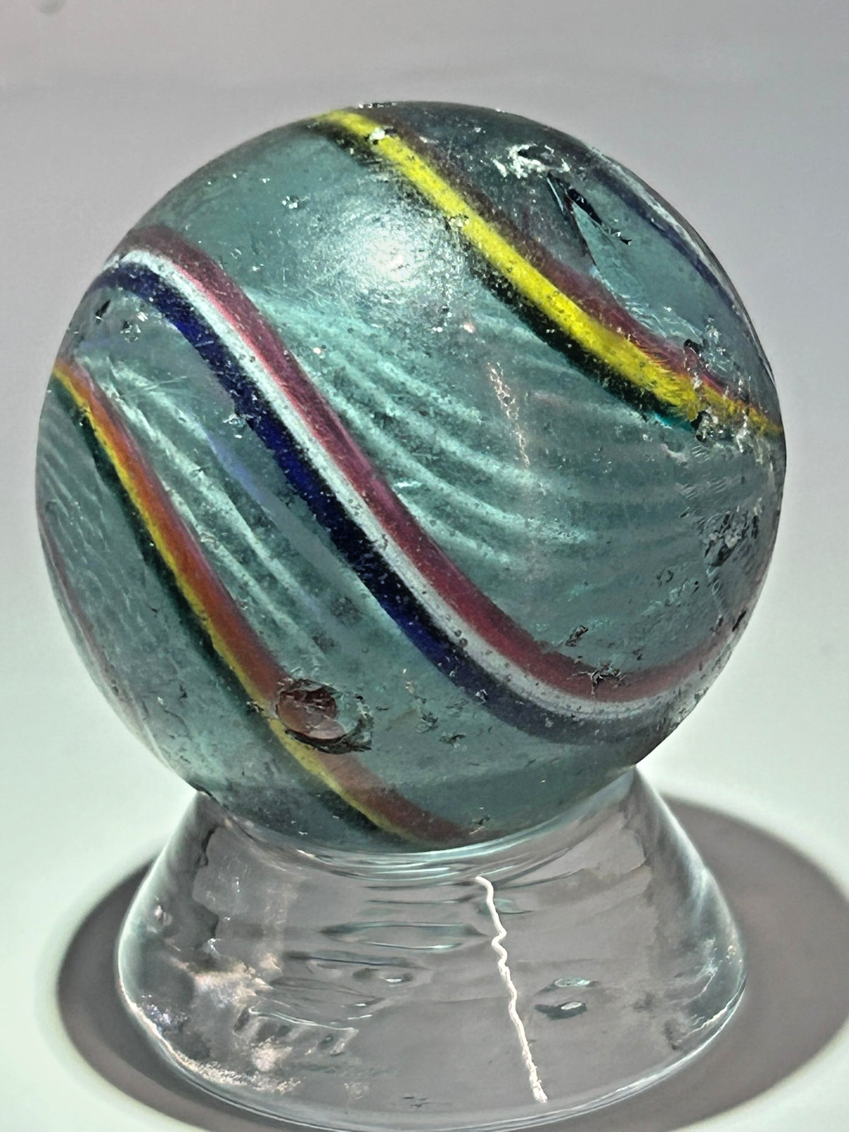 Antique German Handmade Divided Core Marble Purple Base Glass 1-3/4″ NM E3.18