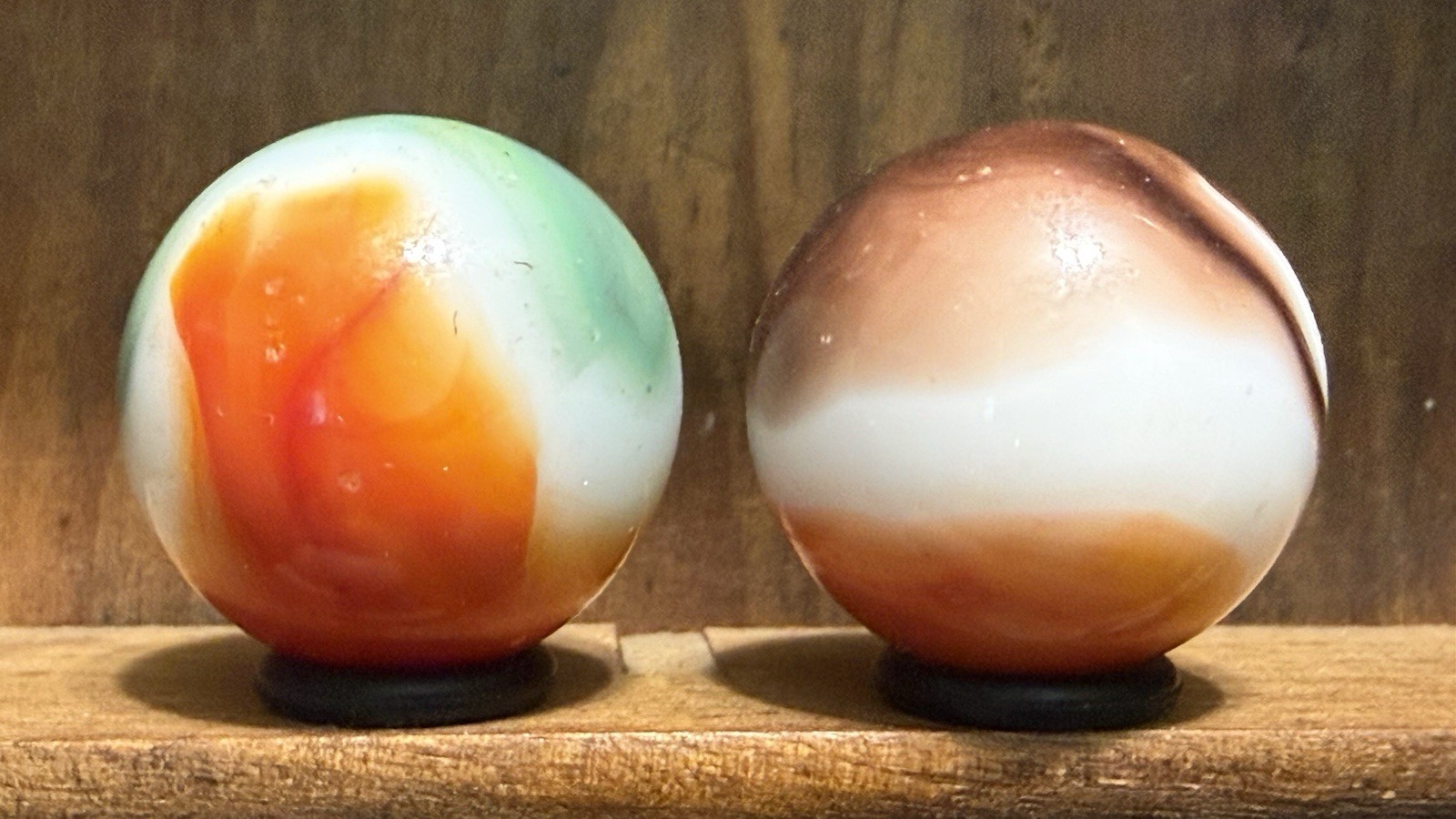 2 Vintage Vitro All Red Shooter Marbles 7/8” Near Mint(+) | 202