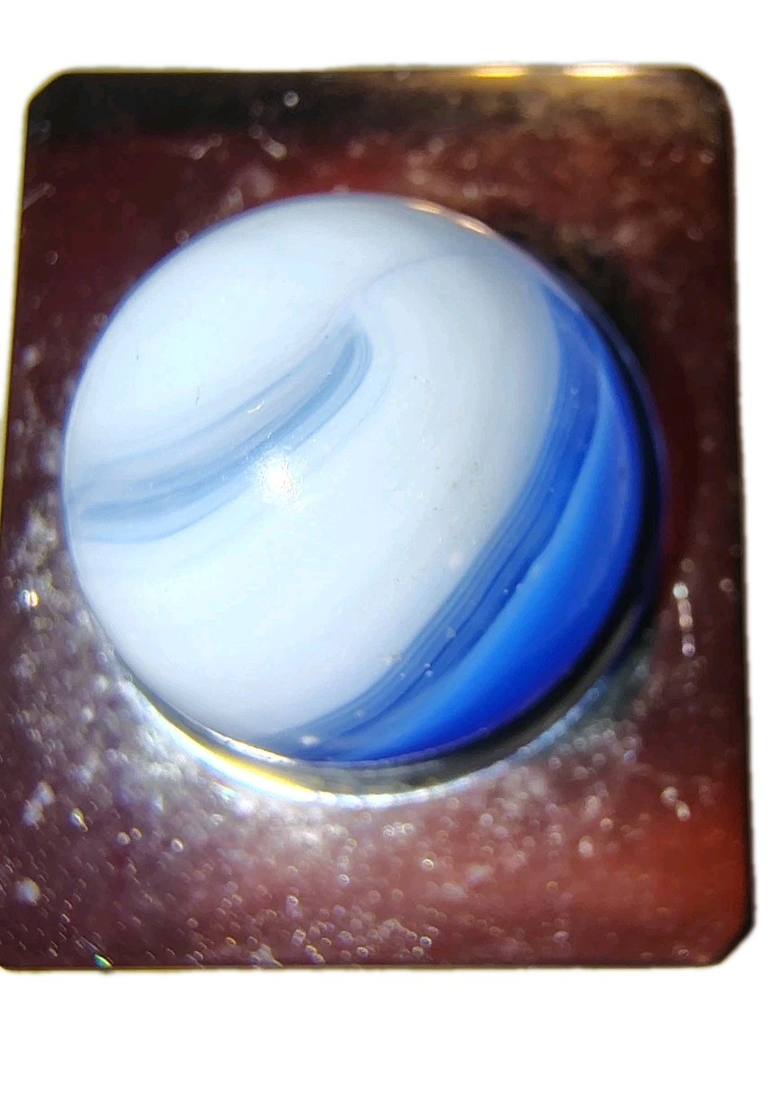 ChristensenAkro Agate Peltier? Swirl Glass Marbles Gray Blues White .62′ Ref #31