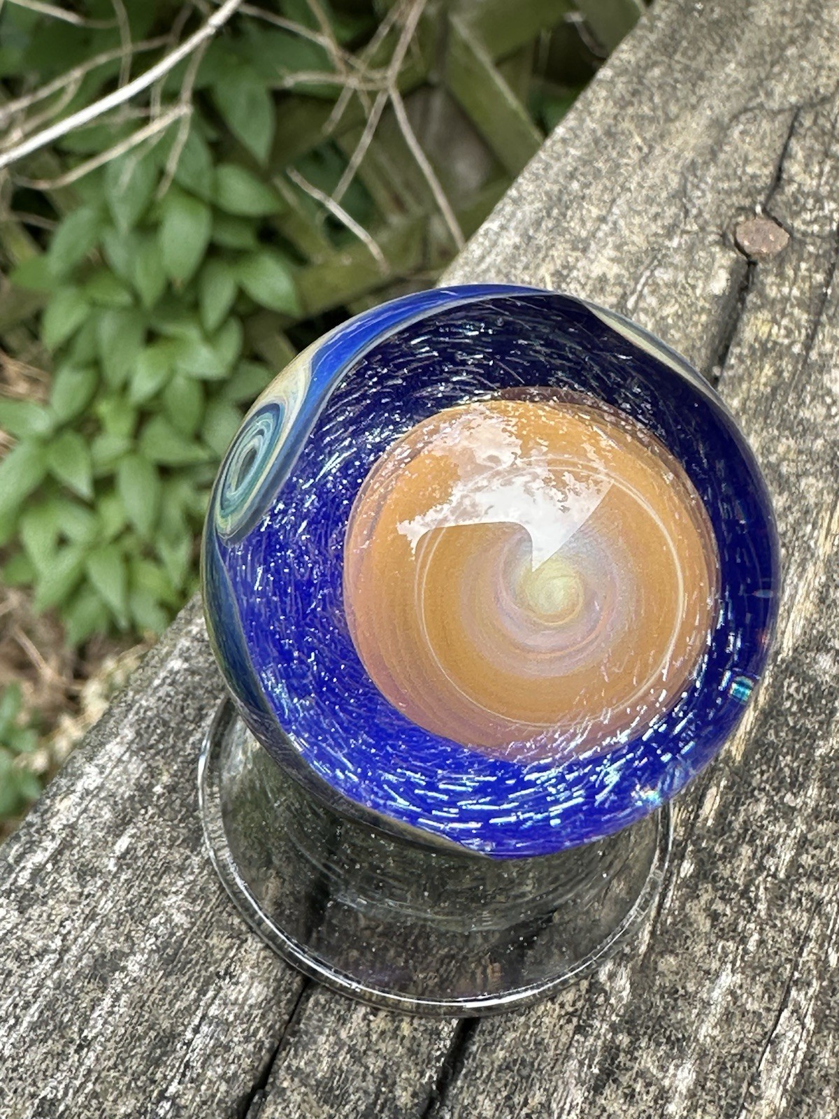 Juba Glass Handmade Marble 1.65″ Boro Lampwork Art 24K Gold and Silver Fume