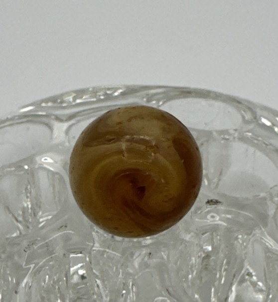 M F Christensen Amber Slag 21/32″ Pre-1943 UV Marble Vintage