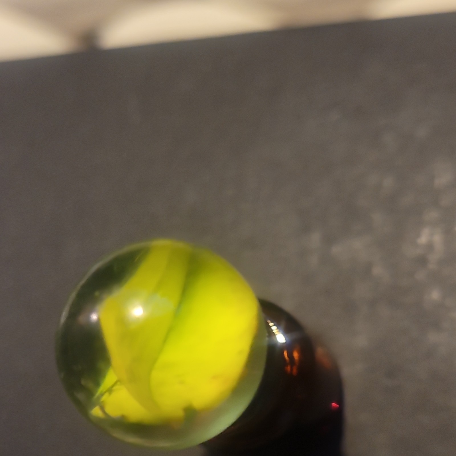 Green Yellow Cat’s Eye Style Machine Made Glass Toy Marble Ages 3-17 Years & Up