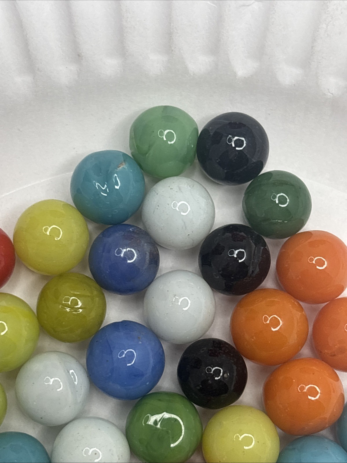 Vintage Bright Color Glass Marbles Lot of 50 Peewee Size GG Some Imperfections