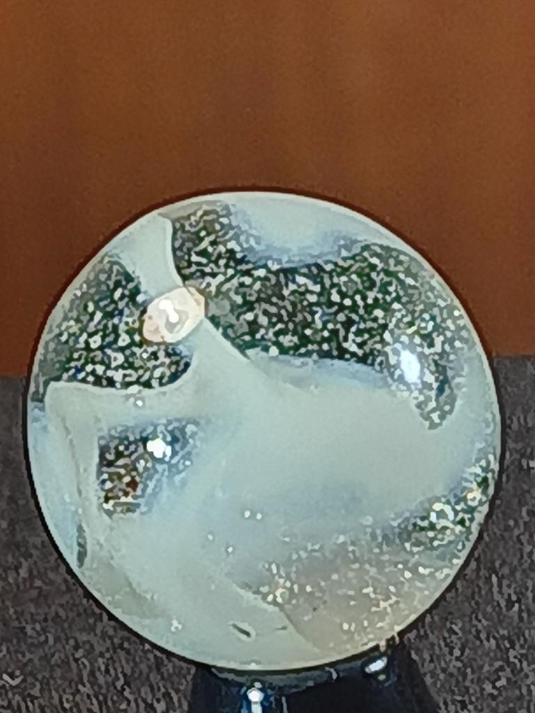 11/16″ Akro Agate Ice White Slag Snake Swirl Near Mint Serious Marble B215