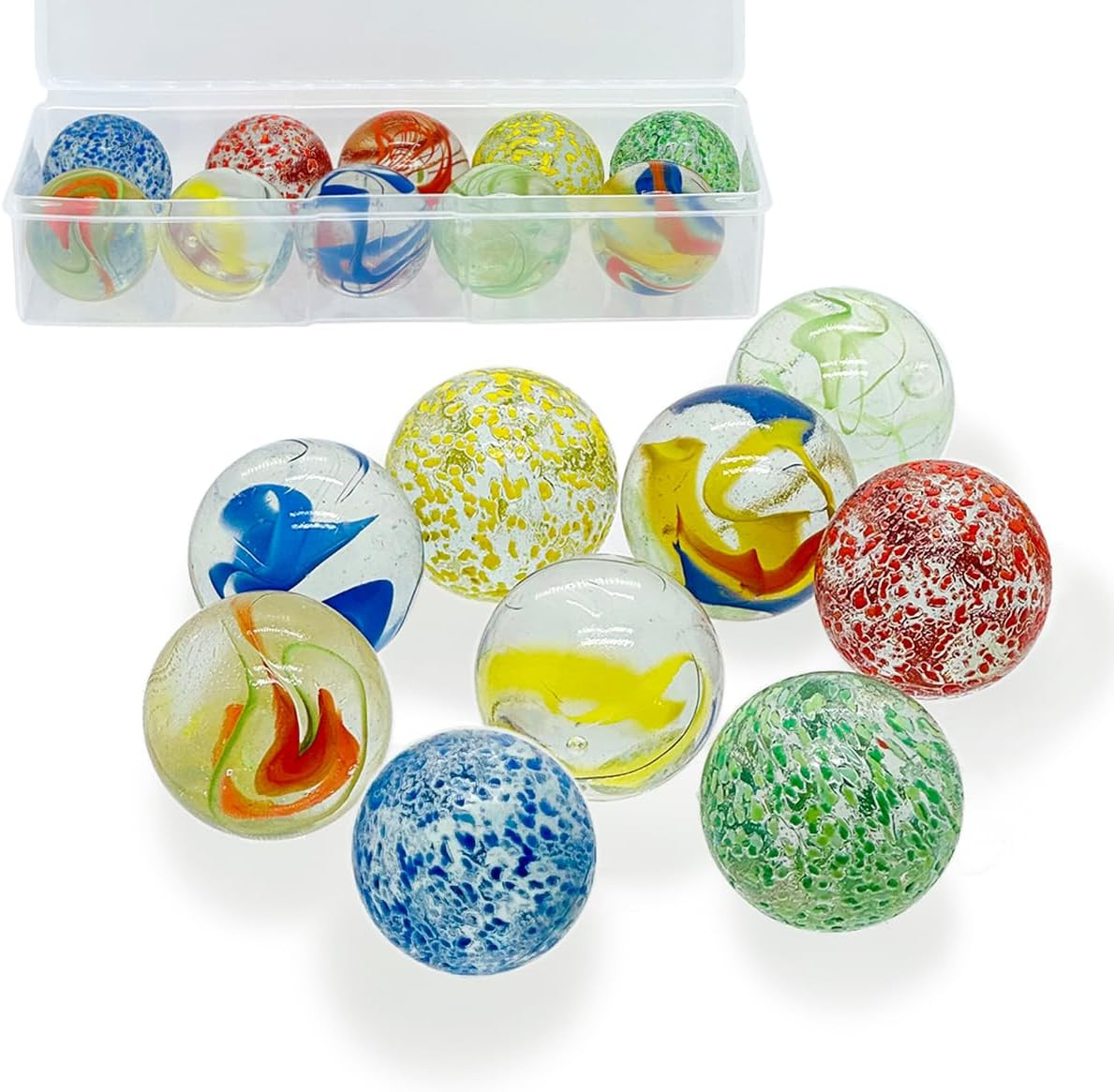 Large Glass Marbles for Decoration 35Mm 10Pcs Assorted Colour Marble Game Learni