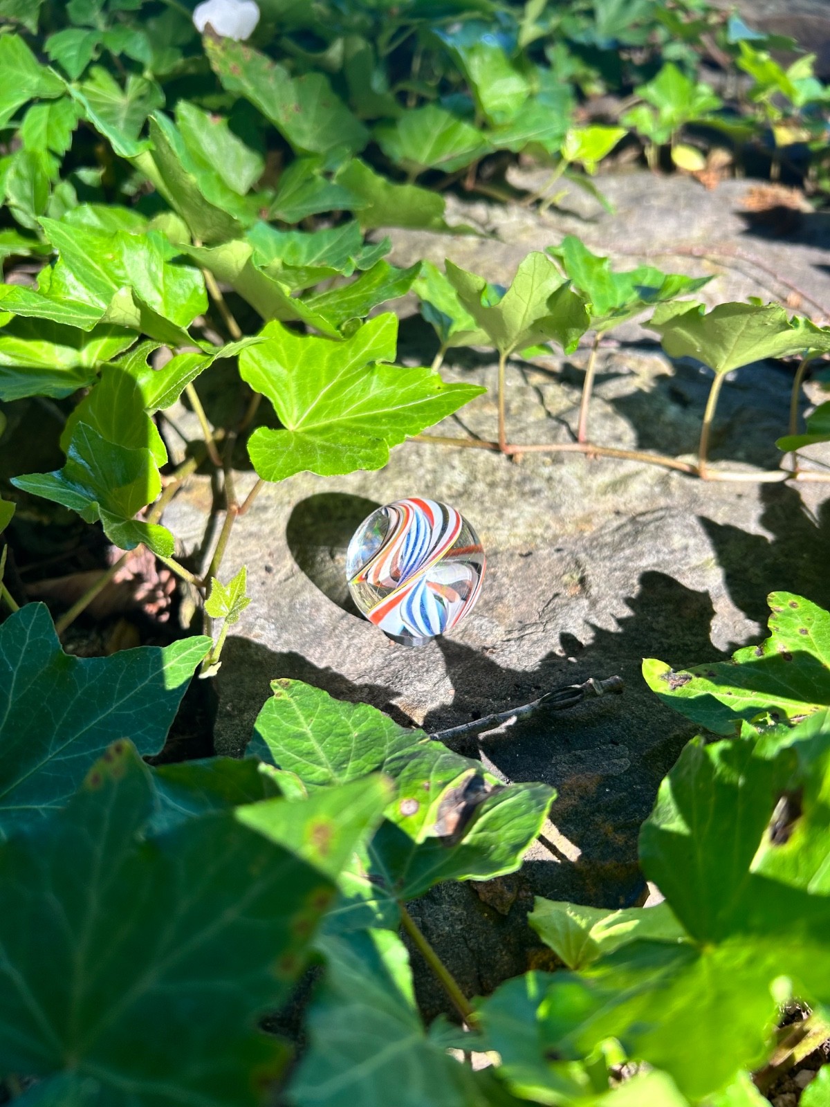 Handmade Glass Marble UV, 1 and 1/4 Inch Rainbow Cane Swirl Andrew Anderson