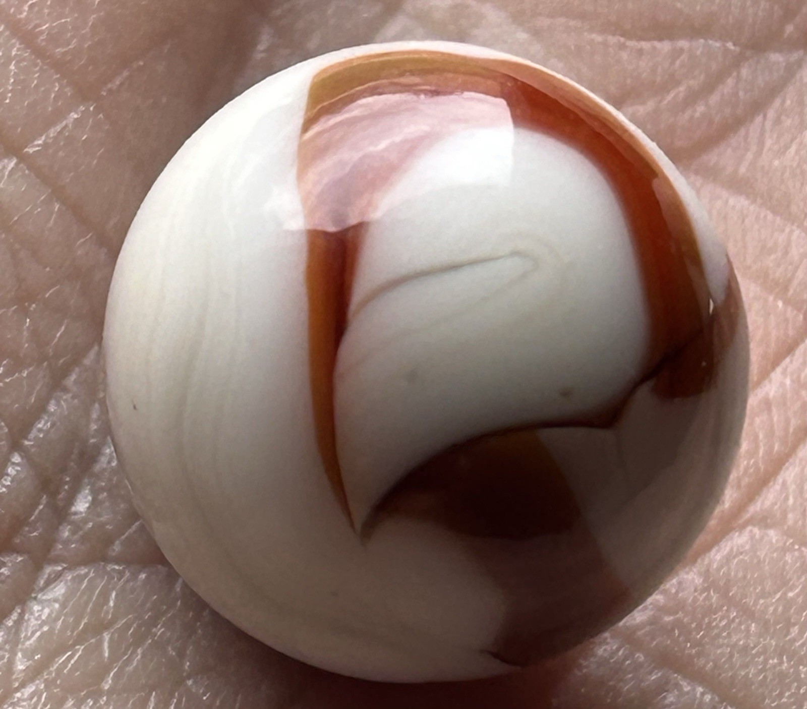 Vintage Heaton Or Alley Agate 0.57” Red Ribbon Swirl Marble Near Mint Condition